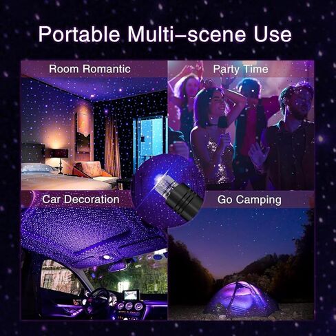 1PC Star Projector Night Light Adjustable LED Interior Car Light Plug and Play for Car Roof, Bedroom Ambience, Home Decor, Blue, Violet in Saudi Arabia
