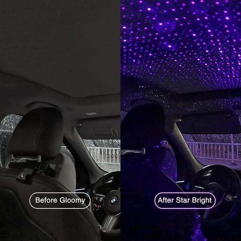 1PC Star Projector Night Light Adjustable LED Interior Car Light Plug and Play for Car Roof, Bedroom Ambience, Home Decor, Blue, Violet in Saudi Arabia