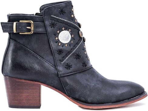 Gc Shoes Austin Western Ankle Boots - Zip-Up Metal Studded Stacked Heel Boot in Saudi Arabia