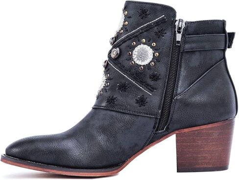Gc Shoes Austin Western Ankle Boots - Zip-Up Metal Studded Stacked Heel Boot in Saudi Arabia