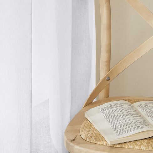 NICETOWN White Linen Sheer Curtains 63 inch Length 2 Panels, Light Filtering Curtain Drapes for Living Room, 52" W x 63" L, 2 Panels in Saudi Arabia