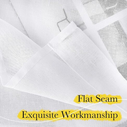 NICETOWN White Linen Sheer Curtains 63 inch Length 2 Panels, Light Filtering Curtain Drapes for Living Room, 52" W x 63" L, 2 Panels in Saudi Arabia