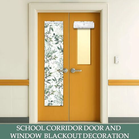 2 Pcs Eucalyptus Classroom Curtains for Door Window Decor, Classroom Blackout Door Window Cover Lockdown for Office Kindergarten Primary School Teachers 8.7 x 40Inches in Saudi Arabia