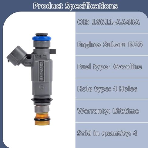 حاقن الوقود 16611-AA43A، متوافق مع/سوبارو 2.5 أوت باك ليجاسي 2000-2004، باجا 2.5 لتر 2003-2006 |مجموعة من 4| in Kuwait