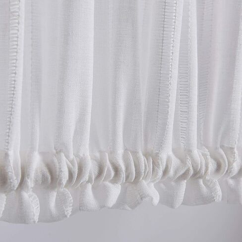 Home Brilliant Sidelight لوحة الباب مخططة شبه شفافة بيضاء معالجات النوافذ ستائر باب فرنسية للخصوصية (لوحتان، 30 بوصة عرض × 40 بوصة طول) in Kuwait