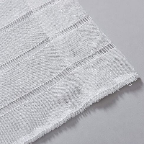 Home Brilliant Sidelight لوحة الباب مخططة شبه شفافة بيضاء معالجات النوافذ ستائر باب فرنسية للخصوصية (لوحتان، 30 بوصة عرض × 40 بوصة طول) in Kuwait