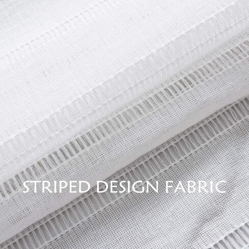 Home Brilliant Sidelight لوحة الباب مخططة شبه شفافة بيضاء معالجات النوافذ ستائر باب فرنسية للخصوصية (لوحتان، 30 بوصة عرض × 40 بوصة طول) in Kuwait