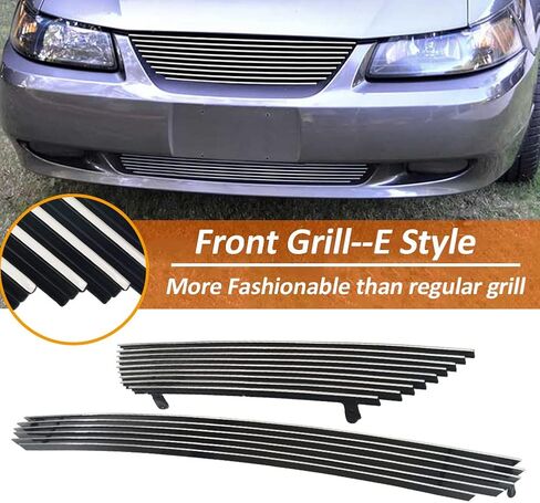 مجموعة إدراج الشبكة الأمامية المتوافقة مع موستانج 1999-2004 (ليس للكوبرا) مجموعة الشبكة الرئيسية العلوية + السفلية (الكروم) in Kuwait