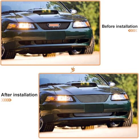 مجموعة إدراج الشبكة الأمامية المتوافقة مع موستانج 1999-2004 (ليس للكوبرا) مجموعة الشبكة الرئيسية العلوية + السفلية (الكروم) in Kuwait