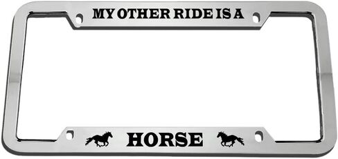 My Other Ride is A Horse Style 2 إطار لوحة ترخيص معدني من الزنك حامل بطاقات السيارة - كروم 4 فتحات in Kuwait