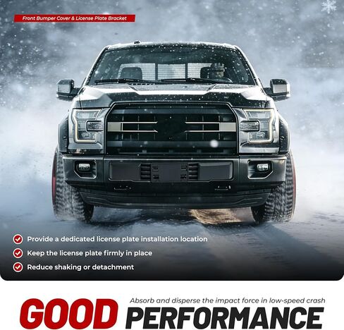 Front Bumper Cover & License Plate Bracket Compatible with 2015-2017 Ford F150 W/O Engine Block Heater Option&Grille Shudders Replace for FL3Z17E810AA FL3Z17A385A FO1044108 FO1068165 FO1044109 in Kuwait