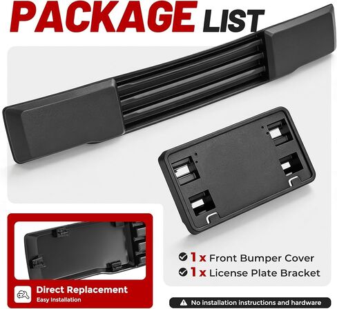 Front Bumper Cover & License Plate Bracket Compatible with 2015-2017 Ford F150 W/O Engine Block Heater Option&Grille Shudders Replace for FL3Z17E810AA FL3Z17A385A FO1044108 FO1068165 FO1044109 in Kuwait