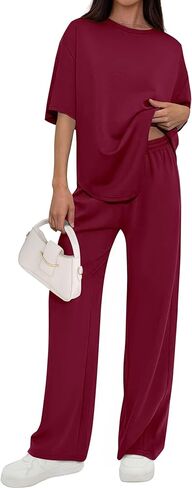 PRETTYGARDEN 2 قطعة صالة مجموعات للنساء صيف 2026 قصيرة الأكمام مطابقة المطار ملابس السفر ملابس الربيع غير رسمية in Kuwait