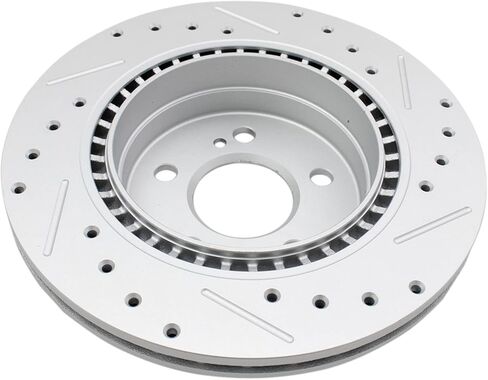TRQ Rear Brake Pad & Rotor Kit Ceramic Premium G-Coated Slotted X Drilled Compatible with 2012-2014 Mercedes-Benz C250 2013-2014 C300 2008-2015 C350 2010-2012 E350 2010-2013 E550 in Saudi Arabia