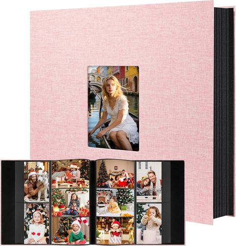 4x6 Photo Album, Leather Cover Photo Album 4x6 Picture Book Black Inner Pages with DIY Front Window, Each 4x6 Photo Album Book 136 Pockets Holds 136 Baby Wedding Family Children Photos (Black) in Kuwait