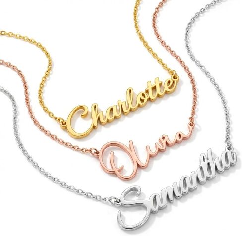 Custom Name Necklace | 925 Sterling Silver Name Necklace for Women | Name Plate Necklaces | Custom gifts in Saudi Arabia