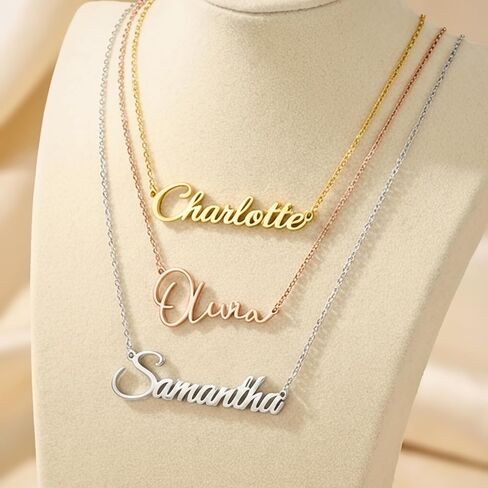 Custom Name Necklace | 925 Sterling Silver Name Necklace for Women | Name Plate Necklaces | Custom gifts in Saudi Arabia