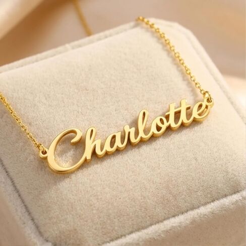 Custom Name Necklace | 925 Sterling Silver Name Necklace for Women | Name Plate Necklaces | Custom gifts in Saudi Arabia