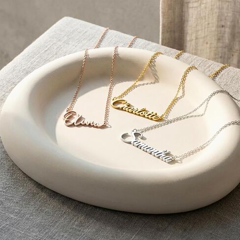 Custom Name Necklace | 925 Sterling Silver Name Necklace for Women | Name Plate Necklaces | Custom gifts in Saudi Arabia