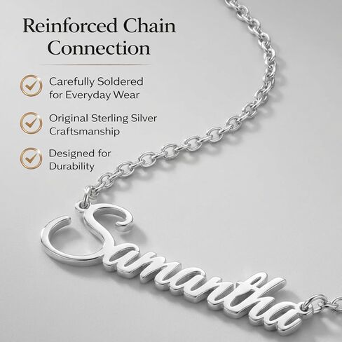 Custom Name Necklace | 925 Sterling Silver Name Necklace for Women | Name Plate Necklaces | Custom gifts in Saudi Arabia