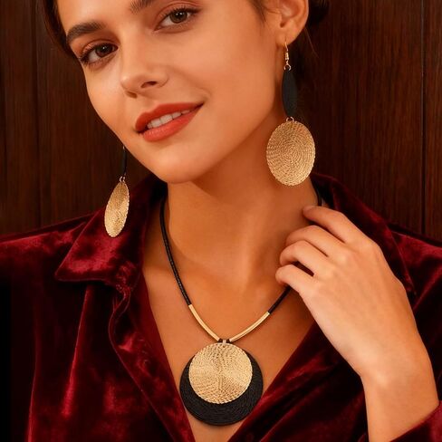 CLOACE Gold Pendant Necklaces Set Long Fashion Necklaces Sets Prom Jewelry Accessories for Women in Kuwait