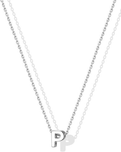 SILVERCUTE Valentines Day Gifts for Her - Small 925 Sterling Silver Initial Necklace for Women,Tiny Silver Initial Pendant Tiny Letter Necklace with Adjustable Chain,16"-18" in Kuwait