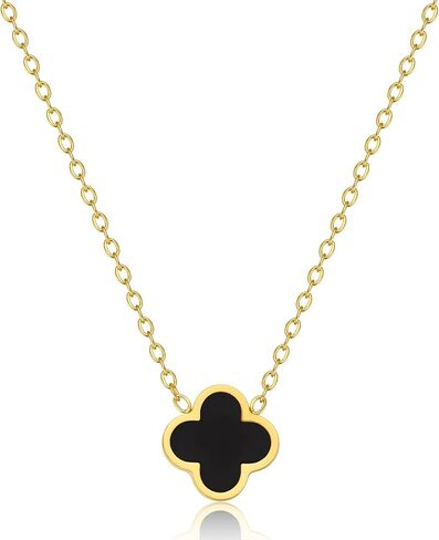 Four Leaf Clover Necklace for Women - Lucky Charm Gold Necklace, Dainty 18K Gold Plated Jewelry Gift for Women,with Adjustable Chain,Double-sided Same Color,gold-plated titanium steel in Saudi Arabia