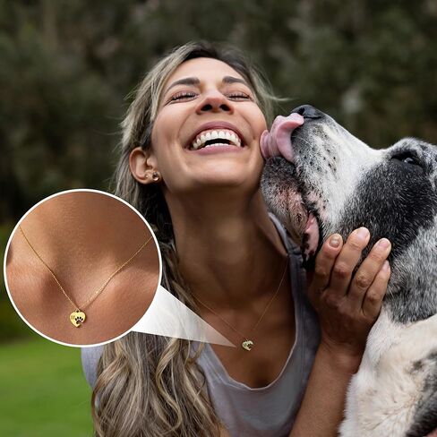 Dog Mom Gifts for Women Paw Print Neckalce for Women with Initial Dainty 14k Gold Plated Dog Initial Heart Necklace Mothers Day Birthday Gift for Pet Lovers in Saudi Arabia
