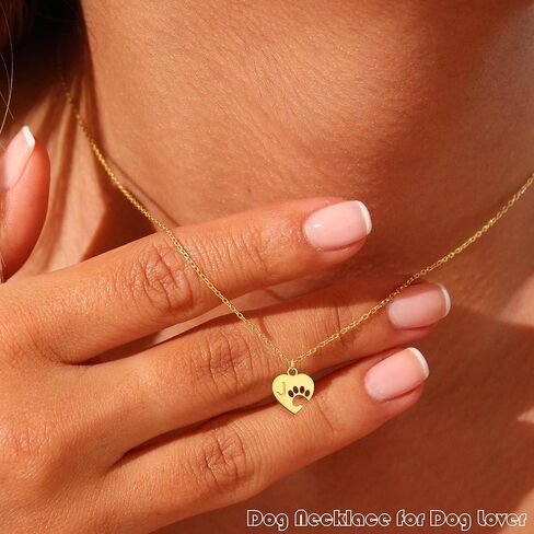 Dog Mom Gifts for Women Paw Print Neckalce for Women with Initial Dainty 14k Gold Plated Dog Initial Heart Necklace Mothers Day Birthday Gift for Pet Lovers in Saudi Arabia
