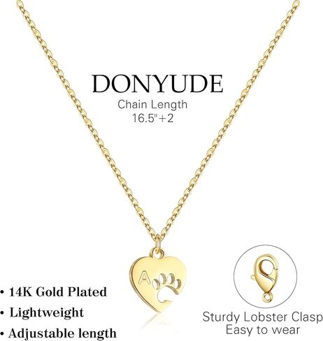 Dog Mom Gifts for Women Paw Print Neckalce for Women with Initial Dainty 14k Gold Plated Dog Initial Heart Necklace Mothers Day Birthday Gift for Pet Lovers in Saudi Arabia