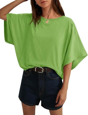 Cicy Bell Womens Oversized T Shirts Batwing Half Sleeve Summer Casual Crewneck Cropped Tops Loose Fit Basic Tees in Saudi Arabia