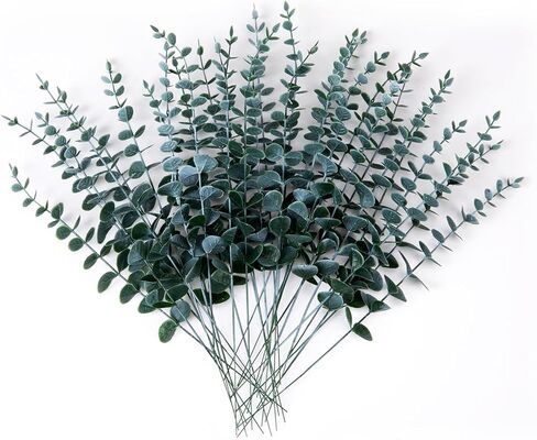 40pcs Eucalyptus Stems Artificial Eucalyptus Leaves Stems,Fake Plants Real Touch Fake Flowers for Home Office Flowers Bouquet Centerpiece Wedding Decoration Spring Easter Farmhouse Home Decoration in Saudi Arabia