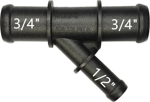5Q0121087A, 3/4" x 3/4" x 1/2" Straight Joint Fitting,Radiator Coolant Hose 3 Way Connector,Heater Lap Y-Joint,Water Pipe Splitter Kit for Chevrolet,Ford,Ram,Jeep,Cadillac,Dodge,Audi,Benz,BMW,VW,19mm in Kuwait