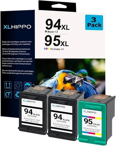 94 95 Ink Cartridge Replacement for HP 94 95 Ink Cartridge Compatible for HP OfficeJet H470 150 100 DeskJet 460 5740 PSC 1610 1600 Photosmart 8450 8300 8330 Printer (2 * 94 Black 1 * 95 Tri-Color XL) in Kuwait