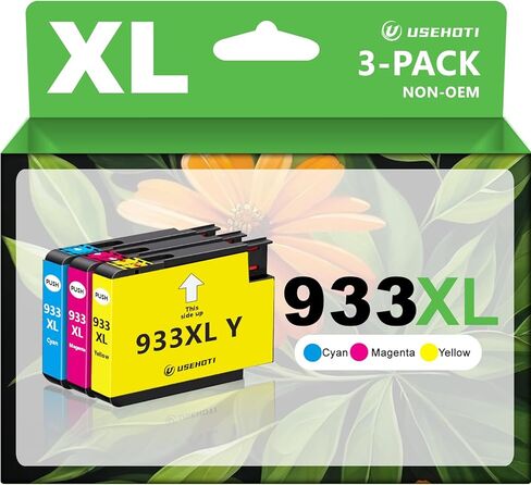 933XL Compatible for HP 933 Ink Cartridges Combo Pack Work with HP OfficeJet 6100 6600 6700 7110 7612 7610 7510 Printer (Cyan, Magenta, Yellow, 3 Pack) in Kuwait