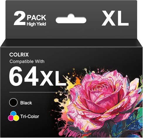 مجموعة خرطوشة حبر 64XL عالية الإنتاجية متوافقة مع طابعات HP 64XL Ink Envy Inspire 7950e 7955e Envy Photo 7155 7800 7855 7858 Tango Series (عبوتان، 1 ثلاثي الألوان، 1 أسود) in Saudi Arabia