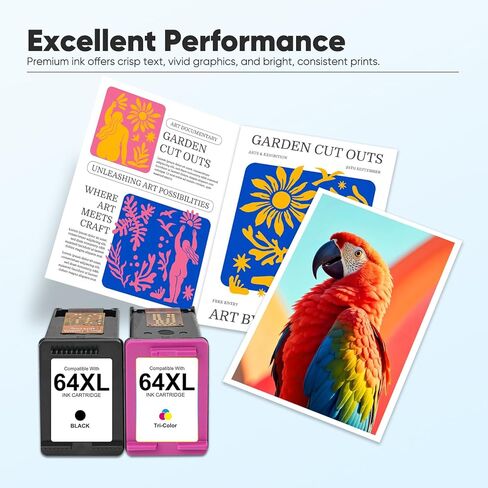 مجموعة خرطوشة حبر 64XL عالية الإنتاجية متوافقة مع طابعات HP 64XL Ink Envy Inspire 7950e 7955e Envy Photo 7155 7800 7855 7858 Tango Series (عبوتان، 1 ثلاثي الألوان، 1 أسود) in Saudi Arabia