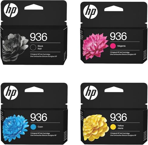HP 936 Black, 936 Cyan, 936 Yellow and 936 Magenta Ink Cartridge 4 Pack Bundle | Works with OfficeJet 9120, OfficeJet Pro 9110, 9120, 9130 Series, Wide Format 9730. in Saudi Arabia