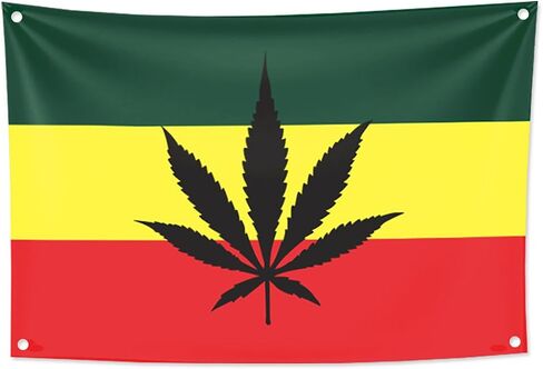 KINO Homie Jamaica Reggae Style Weed Marijuana Leaf Decorative Tapestry Rasta Flag Bar Club Tattoo Shop Banner Wall Hanging Cannabis Fabric Poster in Kuwait