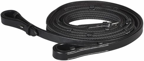 Henri de Rivel Pro Rubber Lined Web Reins - Black - Oversize in Kuwait