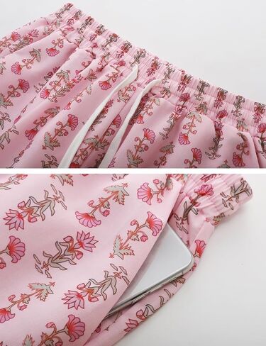 Flygo Summer PJs for Women Set, Womens Floral Pajama Set Ruffle Trim Cami Top and Shorts 2 Piece Lounge Sleepwear Set in Saudi Arabia