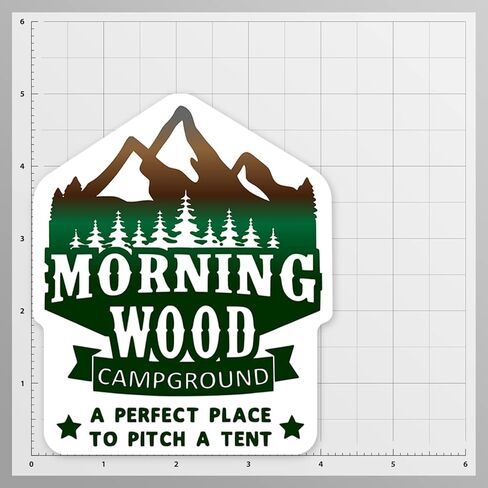 Morning Wood Campground Vinyl Decal Sticker For Cars Trucks Windows Bumpers Walls Laptops Cups Etc - Peel And Stick Weatherproof Indoor Outdoor Full Color Printed Laminated Vinyl - 5 Inches At Largest Point - KCD3443 in Saudi Arabia