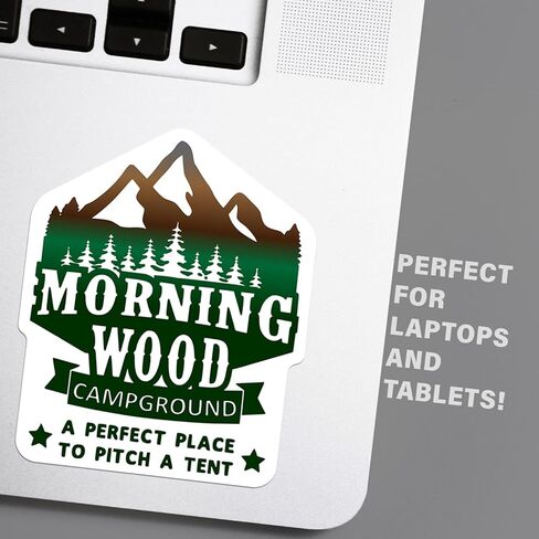 Morning Wood Campground Vinyl Decal Sticker For Cars Trucks Windows Bumpers Walls Laptops Cups Etc - Peel And Stick Weatherproof Indoor Outdoor Full Color Printed Laminated Vinyl - 5 Inches At Largest Point - KCD3443 in Saudi Arabia