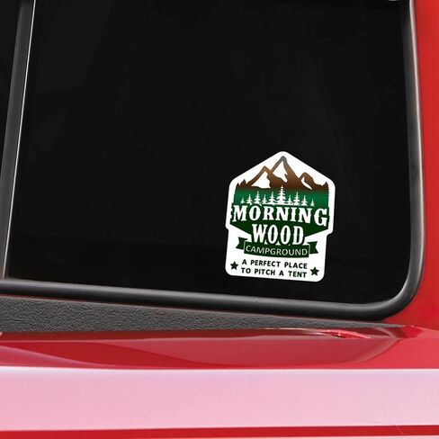 Morning Wood Campground Vinyl Decal Sticker For Cars Trucks Windows Bumpers Walls Laptops Cups Etc - Peel And Stick Weatherproof Indoor Outdoor Full Color Printed Laminated Vinyl - 5 Inches At Largest Point - KCD3443 in Saudi Arabia