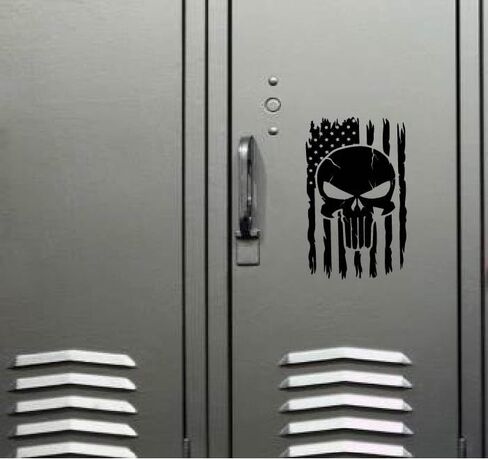 ملصق فينيل على شكل جمجمة العلم الأمريكي لسيارة شاحنة ملصق سيارة وجهاز كمبيوتر محمول يعمل بنظام Windows، ملصق ممتص للصدمات جمجمة علم الولايات المتحدة الأسود | أسود | 8 بوصة in Kuwait