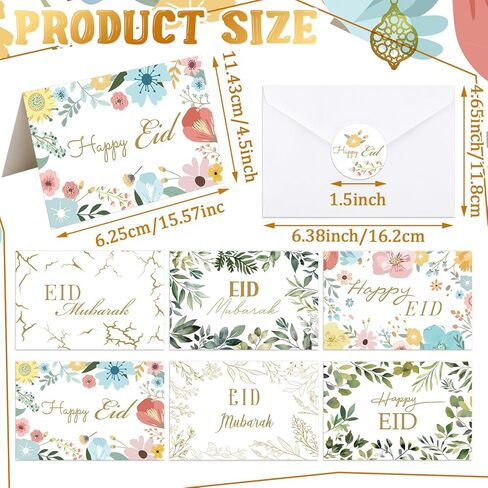 36 Pcs Ramadan Eid Mubarak Greeting Cards with Envelopes and Stickers Assorted Ramadan Cards for Islamic Muslim Decoration Party Supplies Favors Gifts in Saudi Arabia