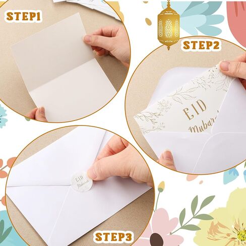 36 Pcs Ramadan Eid Mubarak Greeting Cards with Envelopes and Stickers Assorted Ramadan Cards for Islamic Muslim Decoration Party Supplies Favors Gifts in Saudi Arabia