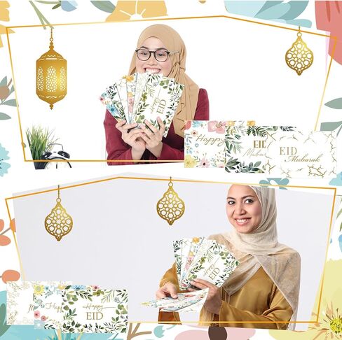 36 Pcs Ramadan Eid Mubarak Greeting Cards with Envelopes and Stickers Assorted Ramadan Cards for Islamic Muslim Decoration Party Supplies Favors Gifts in Saudi Arabia