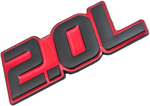 شعار شعار السيارة المعدني 2.0 لتر، شعارات السيارة ثلاثية الأبعاد لشاحنة السيارة البديلة المتوافقة مع المركبات العالمية والسيارات والشاحنات وسيارات الدفع الرباعي (أحمر/أسود) in Saudi Arabia