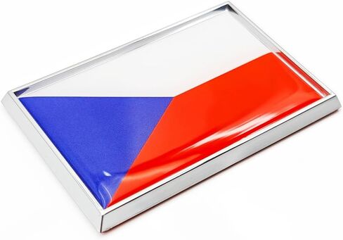 Czech Republic Flag Sticker Emblem Decal Czechia Car Chrome Flags, 2 Pack, 3 x 2 inches in Saudi Arabia